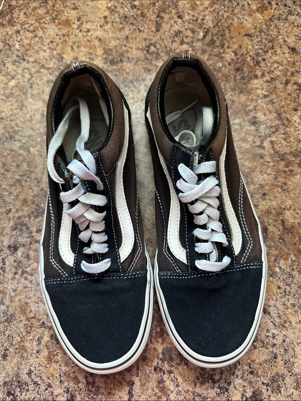 Women’s Classic Black and Brown High-Top Sneakers with White Side Stripe